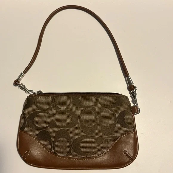 Coach Signature Print and Leather Wristlet Brown - Picture 2 of 5